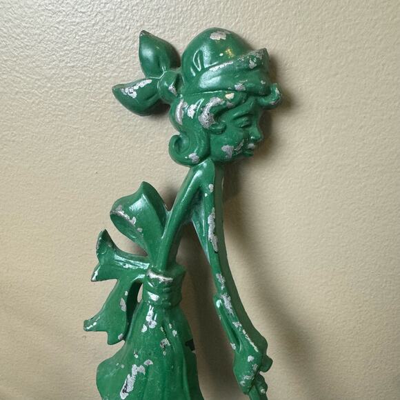 Set of 3 Vintage 1971 Sexton USA Cast Iron Cleaning Ladies Green Chippy Paint - Picture 6 of 13